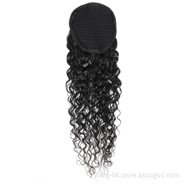 Wholesale Brazilian Hair Vendors, Virgin Brazilian Hair Extension, Drawstring Water Wave Ponytail Human Hair for Black Women